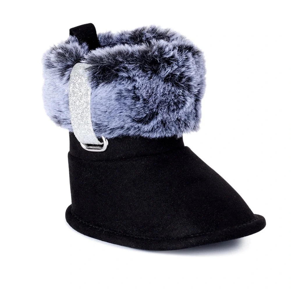 NWOT First Steps by Stepping Stones Infant Faux Fur Buckle Soft Sole Sz 0-3 Mths